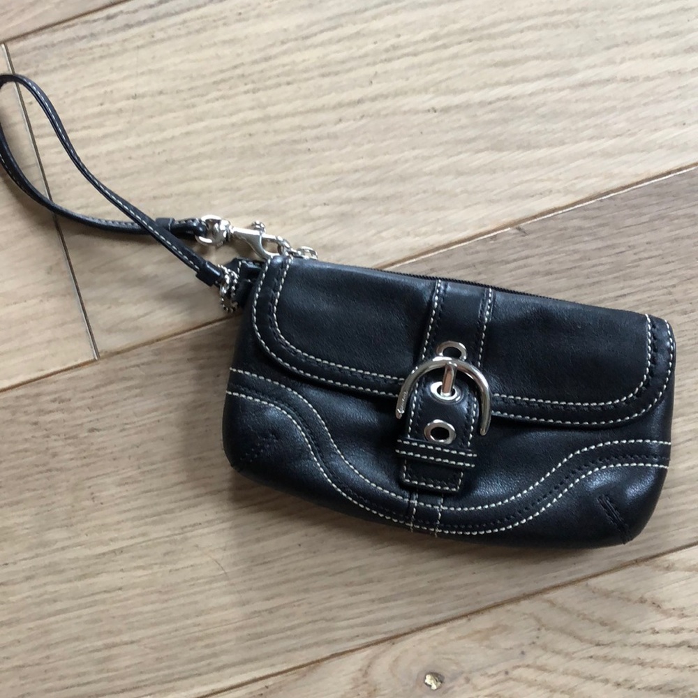 Coach double-compartment wristlet